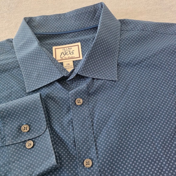 Jos. A. Bank Other - Jos A Bank 1905 Mens 2X Blue Geometric Micro Print Cotton Button Up Shirt LS